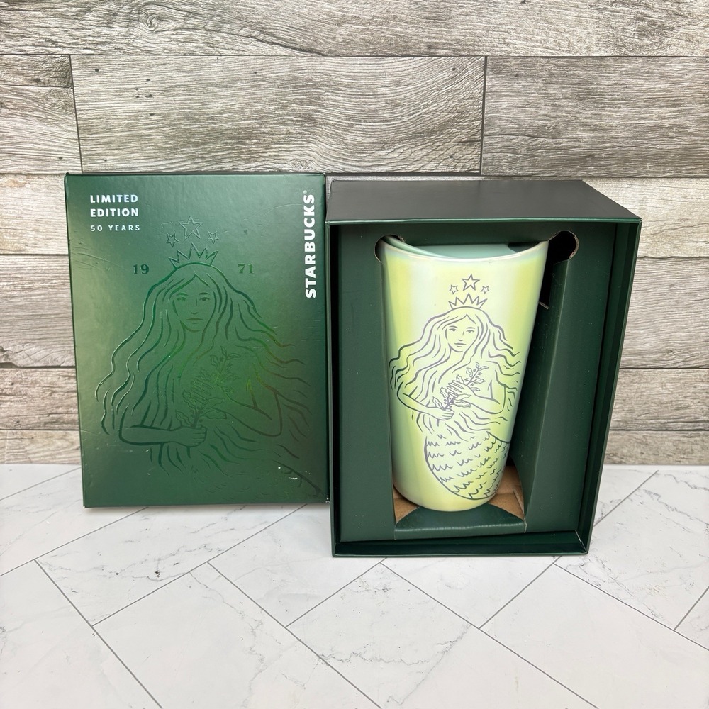 Starbucks 50th Anniversary Mermaid Siren Ceramic Travel Tumbler Limited Edition